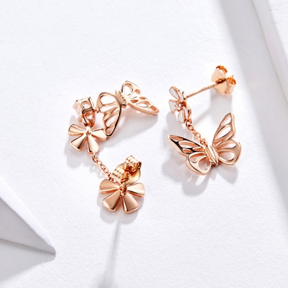 New Silver Dancing Butterfly Drop Earrings - Picture 6 of 6